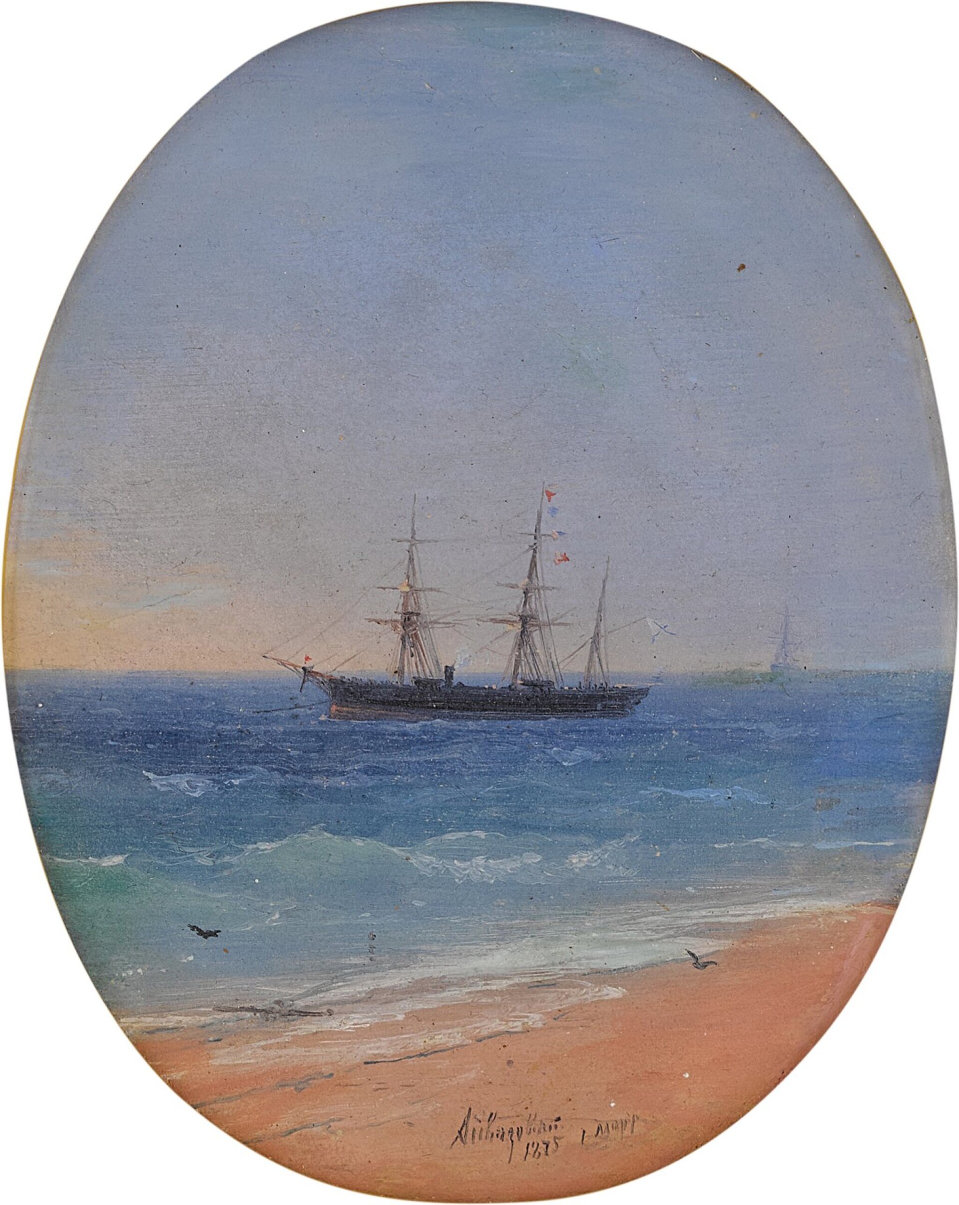 A Ship of the Russian Navy off the Coast (by Ivan Aivazovsky)